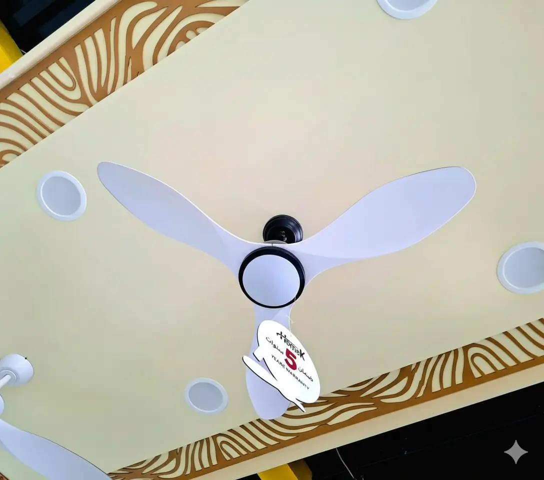 مروحة سقف ذكية هوميك لؤلؤة 48 بوصة 3 الوان اضاءة 6 سرعات ابيض مع اسود